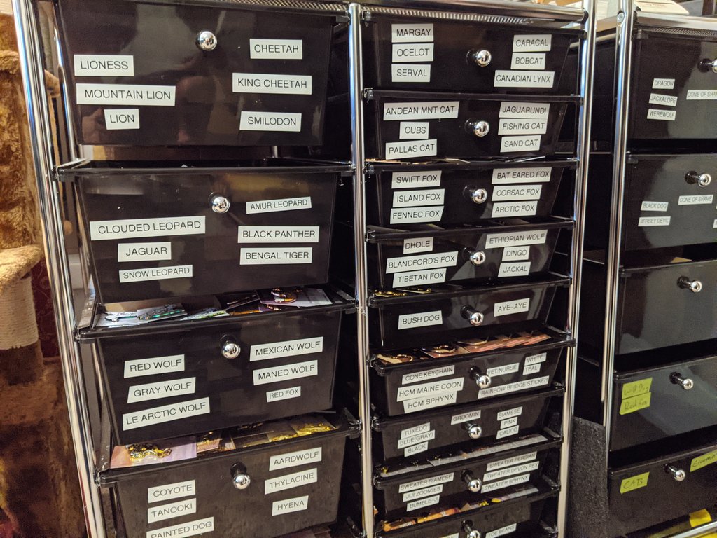 Packaging a pin:First to find the pin. I organized my pins into drawers with cardboard separations I taped in. Each drawer is labeled for easy finding.