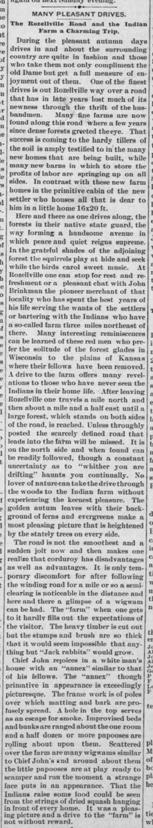 Nsowakwet wasn't alone in his preference for the woods. 1895 Wisconsin census records show 150 non-white people living in the township of Day. Large gatherings were often held there, sometimes numbering in the hundreds.
