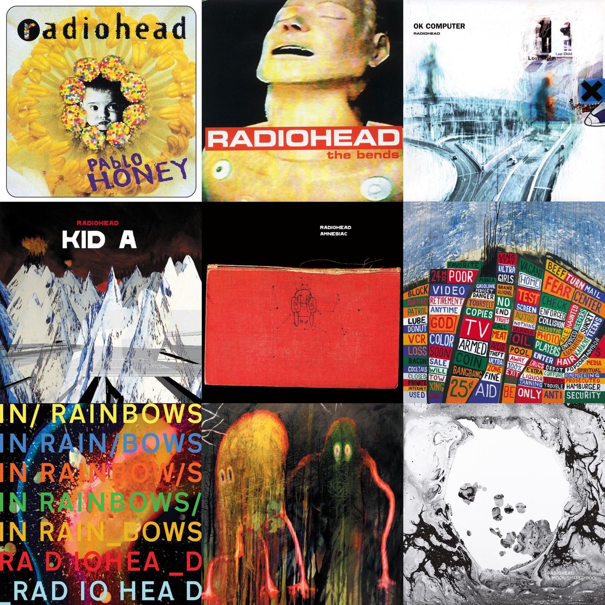 группа radiohead альбомы. Radiohead in rainbows обложка. Radiohead 1992. Radiohead обложки альбомов. группа radiohead альбомы.