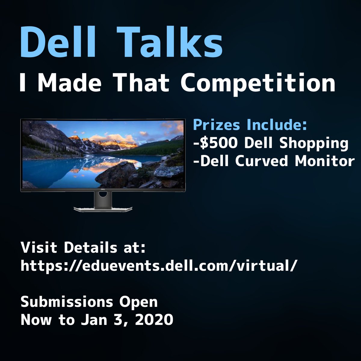 Win a Dell Curved Monitor through Dell's I Made That Competition! Go to https://t.co/N4s1w7sn3I for details. #contest #alienwarepartner https://t.co/R0ZnafwNzP