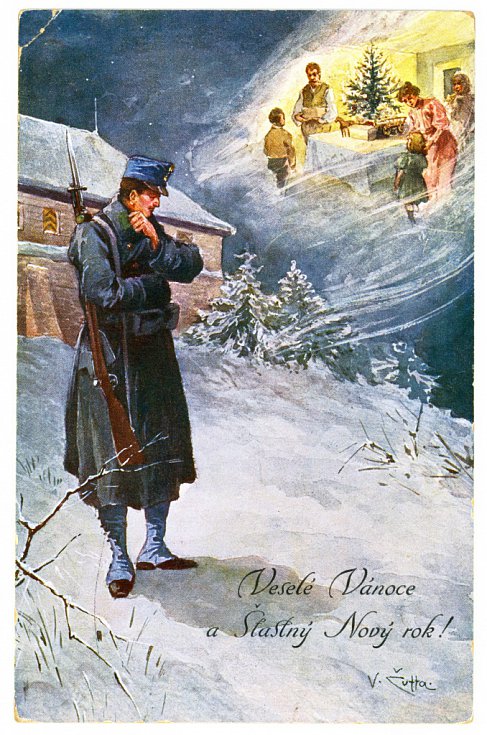 02 December: "Veselé Vánoce a Šťastný Nový Rok!" (Merry Christmas and Happy New Year!) - Austro-Hungarian Christmas-card in Czech in Czech.