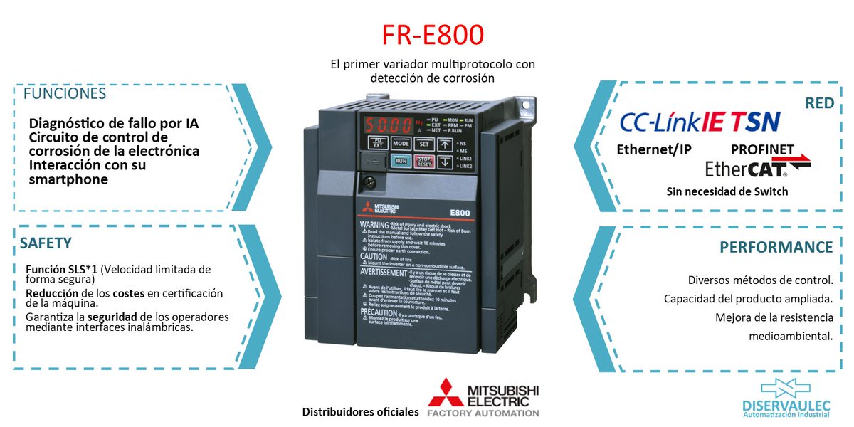 diservaulec's tweet image. Mitsubishi Electric ha sacado al mercado un nuevo variador de frecuencia 📣
✔️ Flexible y compacto.
✔️ Múltiples protocolos.
✔️ Sistema de detección de gases corrosivos.
✔️ Ajuste de forma inalámbrica.
Diseñado para hacer tu fabrica inteligente.
#mitsubishi #inverter #diservaulec