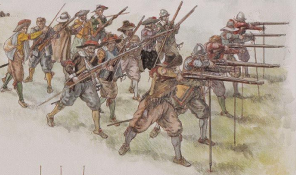 Los franceses se encontraron por sorpresa con el foso con picas sin poder alcanzar a la primera línea española. En ese momento los arcabuceros españoles llegaron a disparar 4000 disparos matando incluso a Luis de Armagnac, general del Ejército Francés.