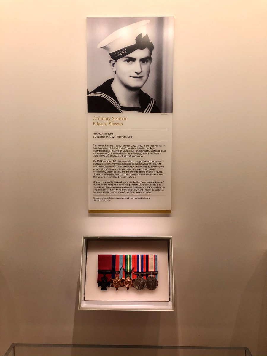 Ordinary Seaman’Teddy’ Sheean’s’ medals on display in the Hall of Valour in the Australian War Memorial