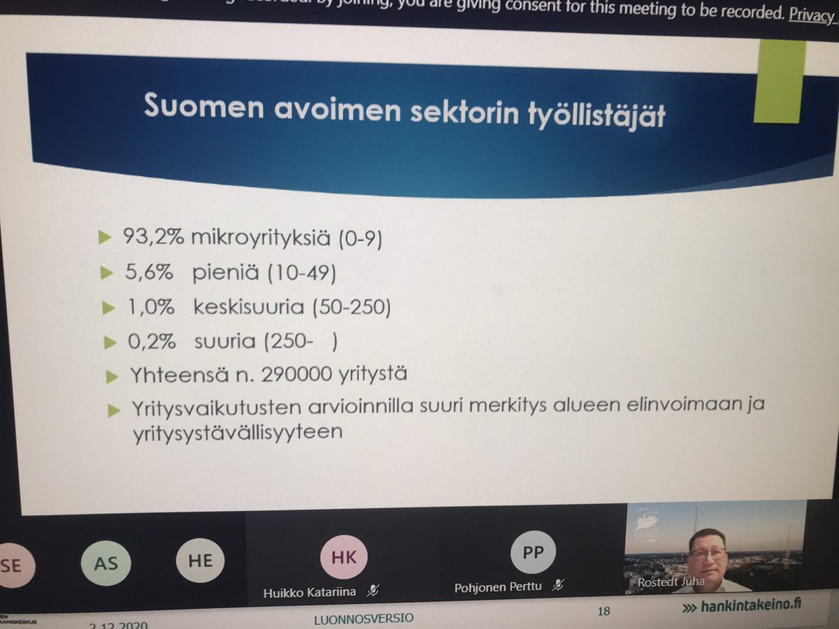 Kasvu ja työllistäminen tapahtuu mikroyrityksissä. Miten tämä voidaan paremmin huomioida #julkisethankinnat toiminnassa. Tärkeän näkökulman nosti <a href="/JuhaRostedt/">Juha Rostedt</a> <a href="/hankintakeino/">KEINO-osaamiskeskus</a> akatemia käynnissä.