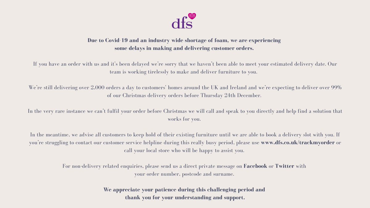 DFSCare's tweet image. A message for our customers 👇