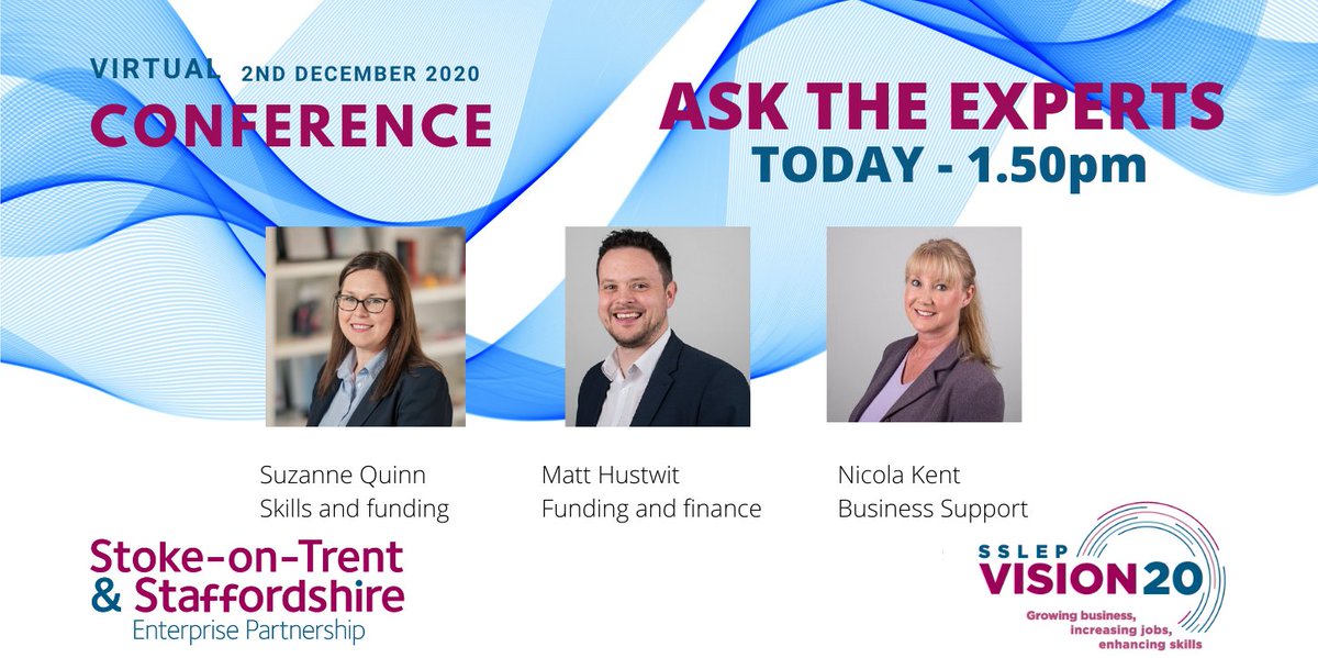 StokeStaffsLEP's tweet photo. Need grants, loans or business support? Put your questions to our business experts live at #SSLEPVision20. Watch and register at https://t.co/m8oiMRqpoS https://t.co/HpKzmMiGQN