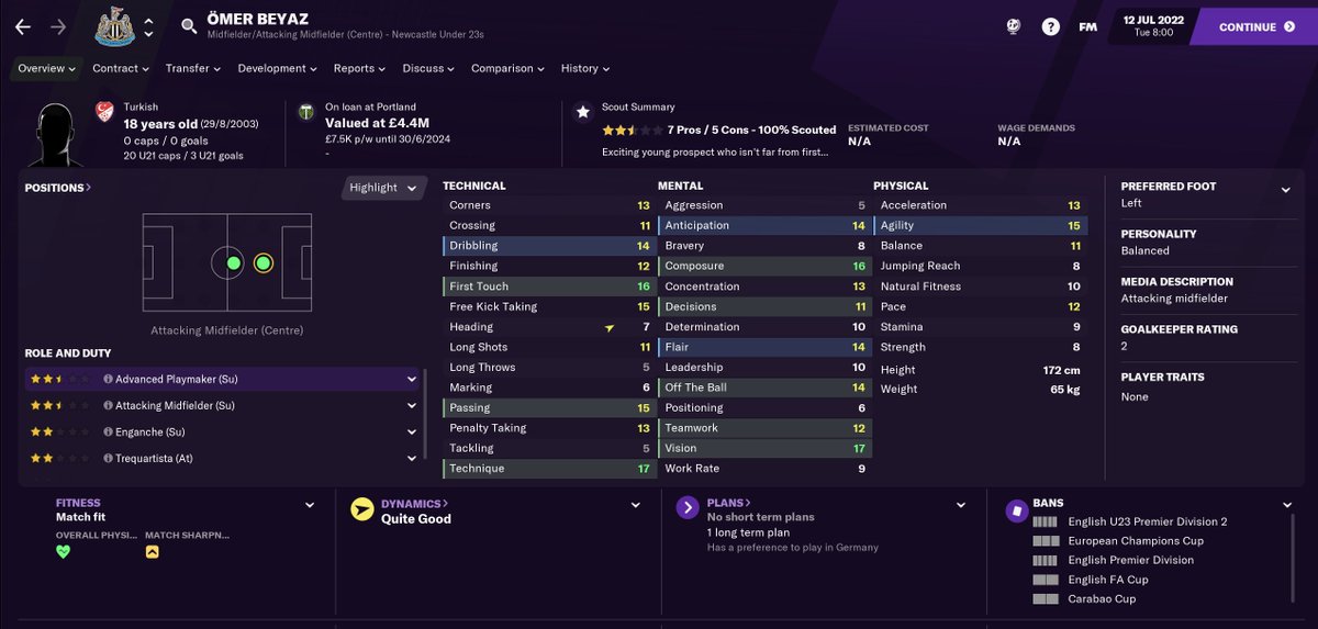 TRANSFERS IN - Summer 21/22I also managed to secure Omar Beyaz on a free transfer too. He looks like an outstanding prospect...  #NUFC  #FM21  