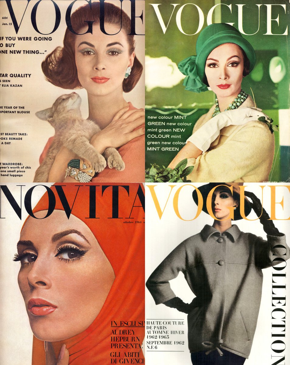 The first model who completely the big four was Wilhelmina Cooper, in 1964, when she was 25 year oldIn order:Vogue US January 1962Vogue UK February 1961Vogue Italia September 1962Vogue Paris October 1964