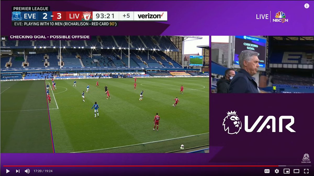 Everton v Liverpool (Oct. 17)Jordan Henderson goal ruled out for offside against Sadio Mane, 90th minute (2-2)VAR DECISION: OffsideWITH MARGIN OF ERROR: Onside Liverpool would probably have won a game they drew 2-2.