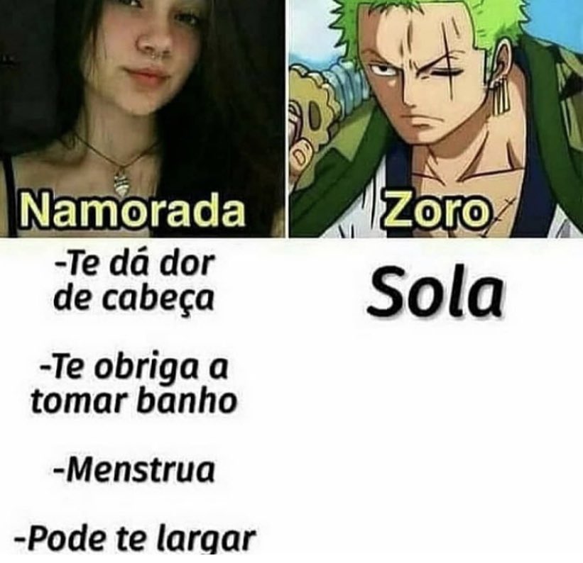 X \ Fre D. Animes على X: O Zoro é melhor que sua namorada.