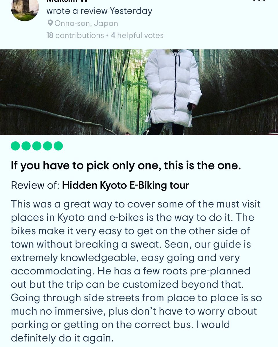 Honored to guide great people through their Kyoto travels during these challenging times, and thankful for the generous reviews.

#kyototour #kyototrip #visitkyoto #japantrip #japantravel #visitjapan #explorekyoto #Daily #adventure #traveler #kyoto #norukyotobiketours #biketour