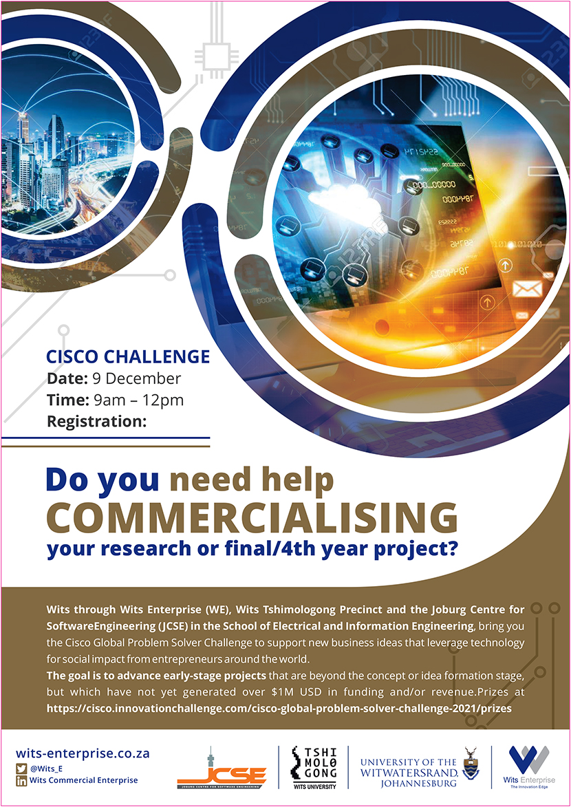 TshimologongIT's tweet image. We bring you Cisco’s 5th annual #GlobalProblemSolverChallenge.
Open to early-stage entrepreneurs from around the world, applicants may be non-profit or for-profit business entities.
For eligibility requirements, visit cisco.innovationchallenge.com/cisco-global-p….