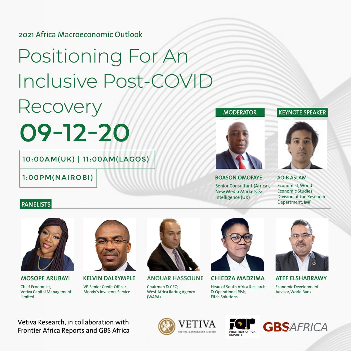 @vetivacapital in collaboration with <a href="/FrontierAFR/">Frontier Africa Reports</a>   and our <a href="/GBSAfrica/">GBS Africa</a> is organising a Very interesting view on the African economy POST COVID that cover many countries from North Africa to South join us !#Africa #Sustainability #Finance #economy 

lnkd.in/dJzwTJP