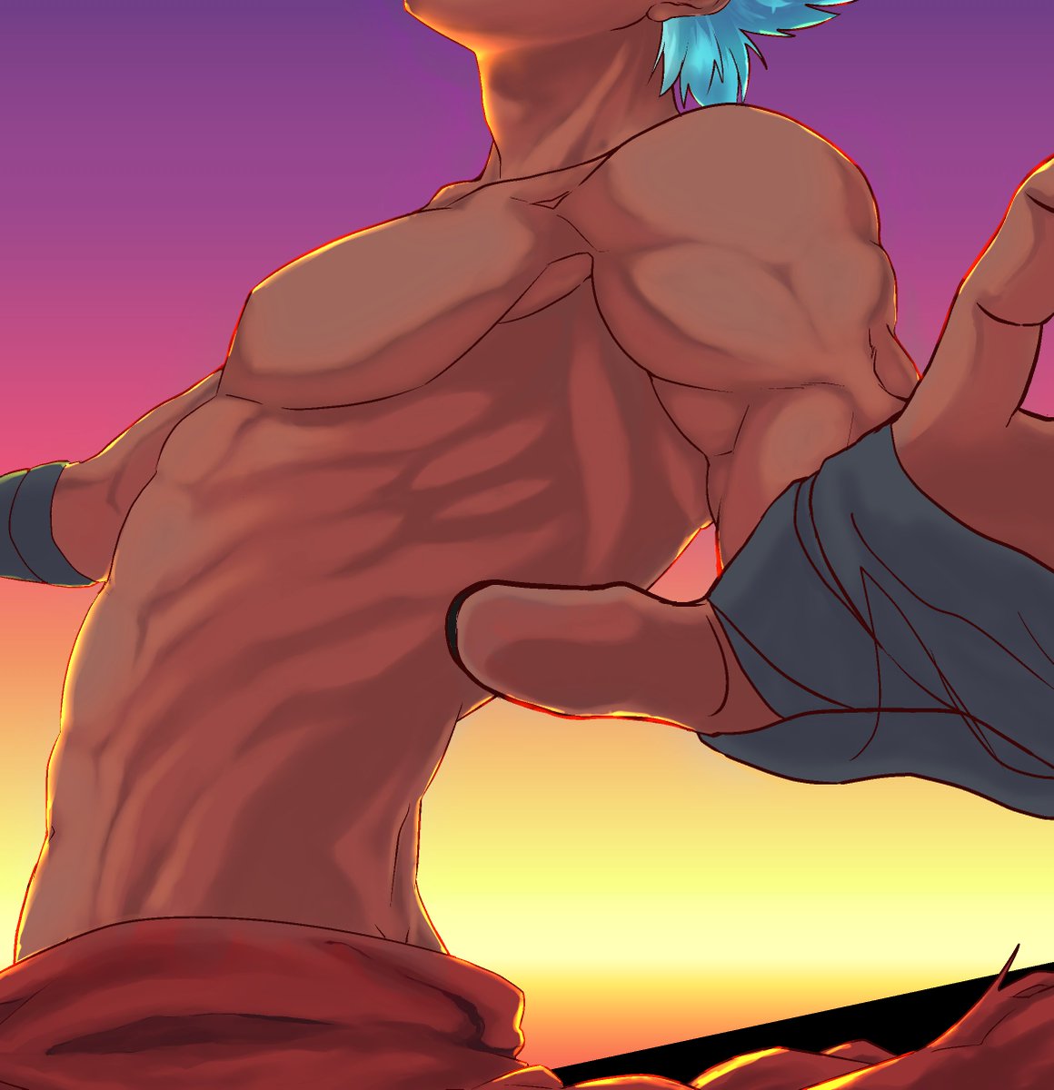 筋肉の陰影頑張ったのに呪詛でほぼ隠れる 公式相当すごくない 影わかるんだよ かのつくアレ のイラスト