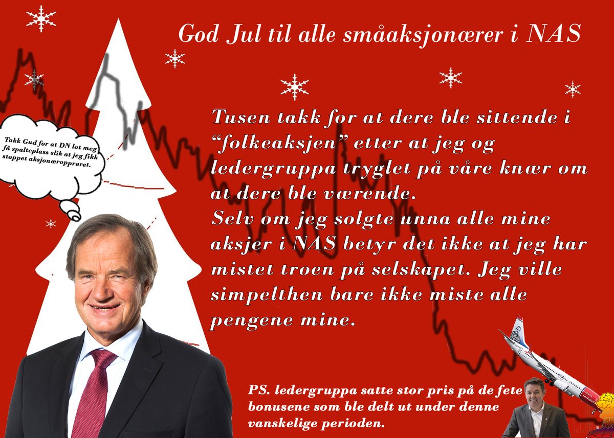 utbytteprinsen's tweet photo. 2. desember 2020 ✨
Bjørn Kjos (@bjornkjos) har sendt et julekort til alle lojale småaksjonærer i "folkeaksjen" $NAS.
God jul fra hele ledergruppa!
#fintwit
#finanstwitter
#julekort
#julekos
#Norwegian https://t.co/sLalxBTdSJ