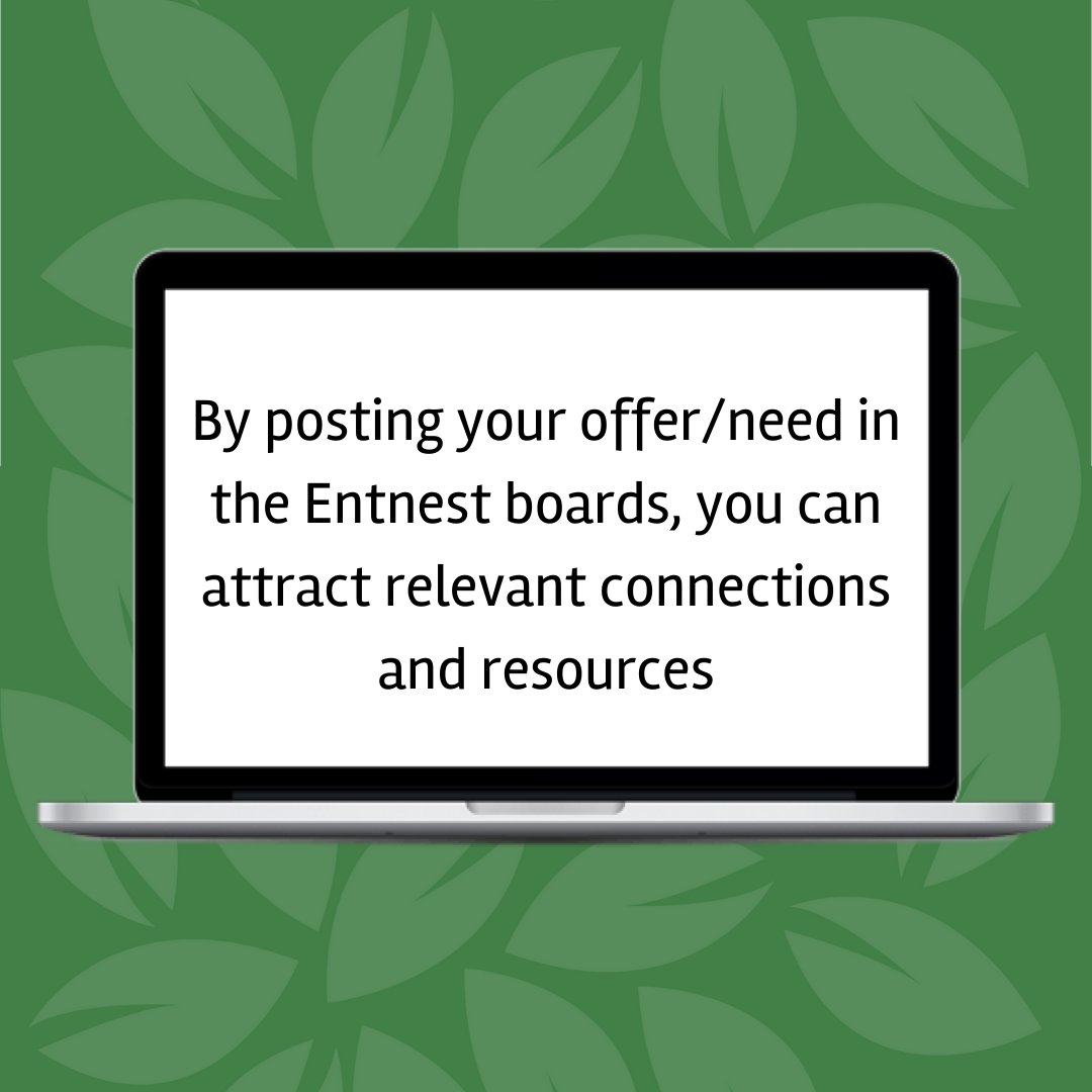 On Entnest you can post your offers and needs. This will allow all members of the community to see what you need help with and how you can help others!

This feature helps members find relevant connections in our curated community and instantly reach out to the person who posted.