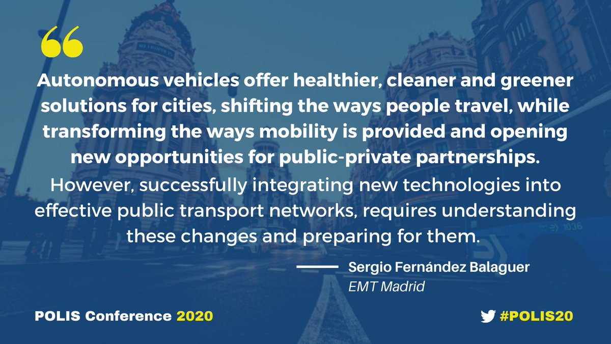 POLISnetwork's tweet photo. #Mobilityinfrastructure is being transformed for the #digitalage📳
Learn how from @Transport_EU🇪🇺, @EMTmadrid🇪🇸, @Rijkswaterstaat🇳🇱, @ASIMOB_Services & @provgelderland🇳🇱 at #POLIS20❗️
Read more on how #Madrid is gearing itself up for automation👉https://t.co/YsIH7HZOei https://t.co/RhJuh9IRnK