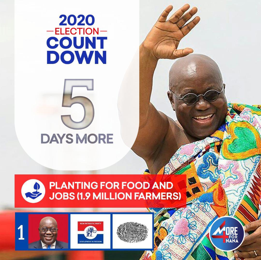 NAkufoAddo's tweet image. The programme for Planting for Food and Jobs under the NPP government guaranteed food security and provided jobs to the people of Ghana. Vote for Nana Akufo-Addo and the NPP to do for you. #VoteNumber1 #VoteNanaForProgress #4MoreForNana