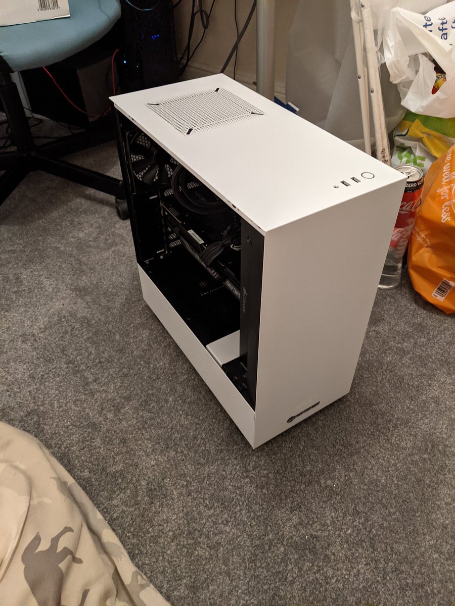 pvtkasper's tweet photo. New PC who dis!!! In my excitement I completely forgot to show you all my new pc! Here she is! Taking name suggestions. Oh and first new pc stream on Saturday! #twitch #stream #nvidia3080 #nvidiabroadcast #amd5900x #affiliate #newpc https://t.co/H1A9HFz9LX