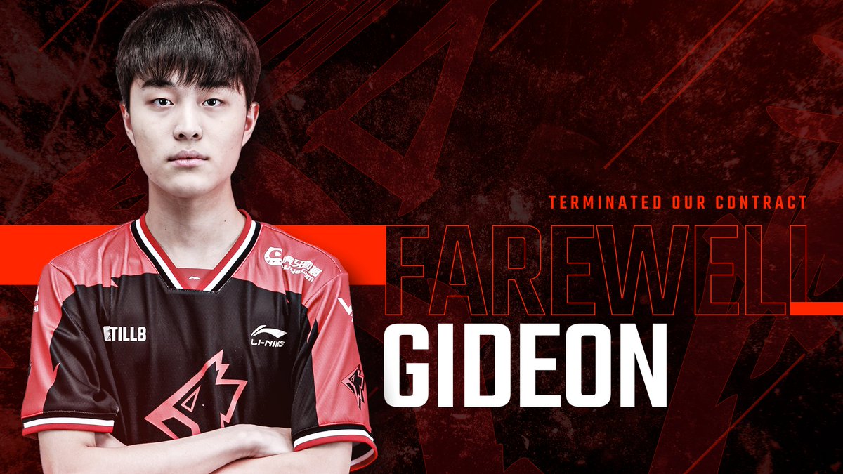 [Griffin Official Announcement]

안녕하세요. 팀 그리핀입니다. 그리핀과 기드온 선수와의 계약이 종료음을 알려드립니다. 기드온 선수의 미래를 기원하고, 많은 응원부탁드리겠습니다. 감사합니다.