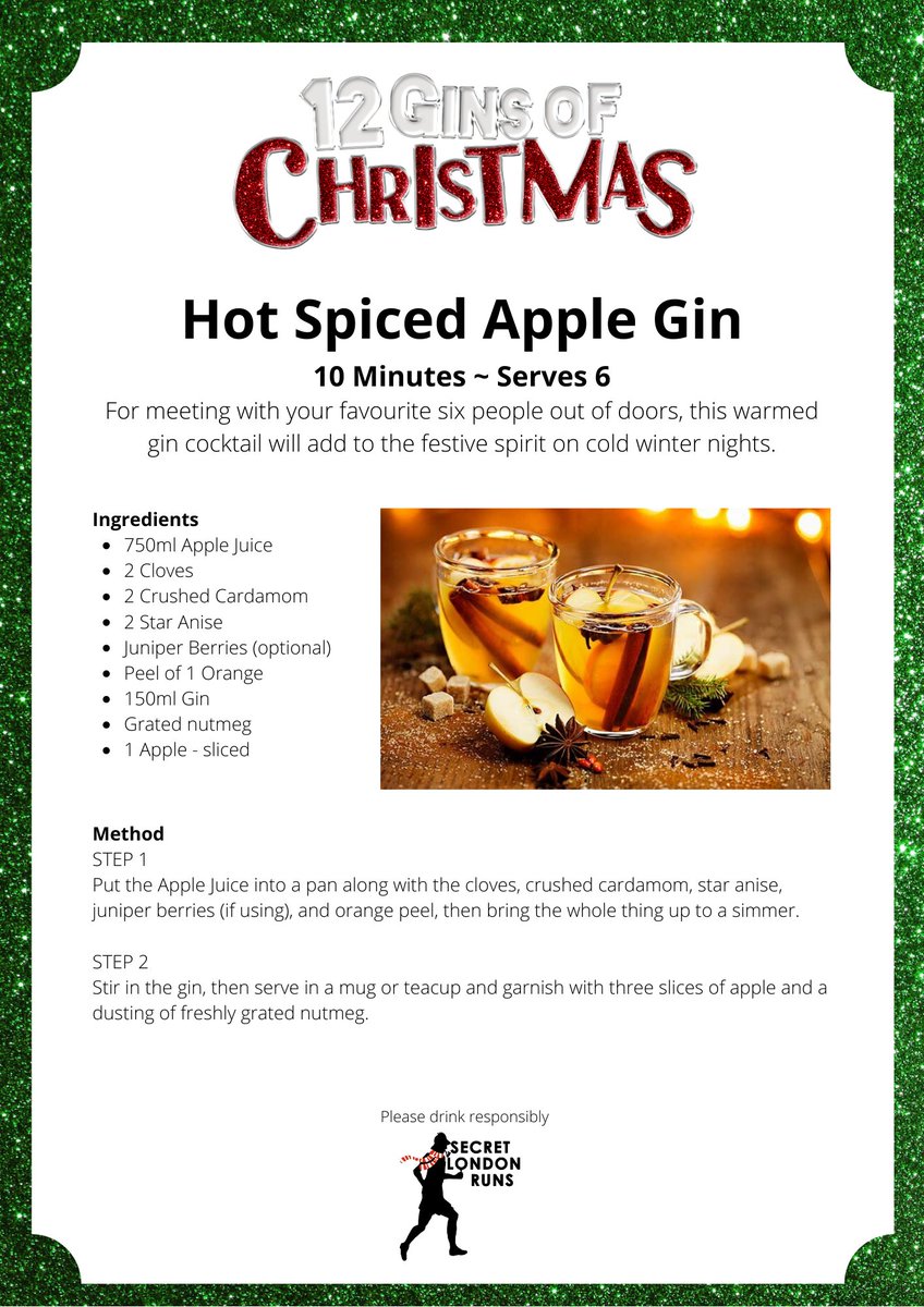 SecretRuns's tweet photo. Your recipe for Day Two of The 12 Days of Christmas is... 
🥃 Hot Spiced Apple Gin! 🍏 When it's this cold outside sometimes a cheeky hot gin is compulsory... 🥶 #12ginsofchristmas #gin https://t.co/WpZ6XsrkTL