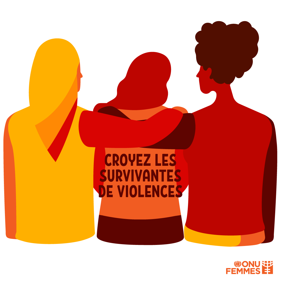 Chaque fois qu'une femme parle de son expérience de violence sexuelle et qu'on ne la croit pas, la culture du viol s’en trouve renforcée. Chaque fois que vous entendez le récit d’une survivante:
1-Écoutez. 2-Croyez. 3-Aidez. #OrangezLeMonde #GénérationÉgalité
<a href="/UN_Women/">UN Women</a> <a href="/UNFPA/">UNFPA</a>