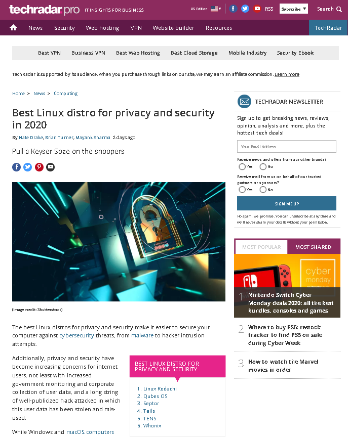 warith2020's tweet photo. Linux Kodachi has won the first place at @techradar in privacy and security magazine
an international media group and leading digital publisher another success worth mentioning here! # #linux #kodachi lovers time to celebrate 😀@nssgoman
@2linuxorg https://t.co/mwJYIzGeWT