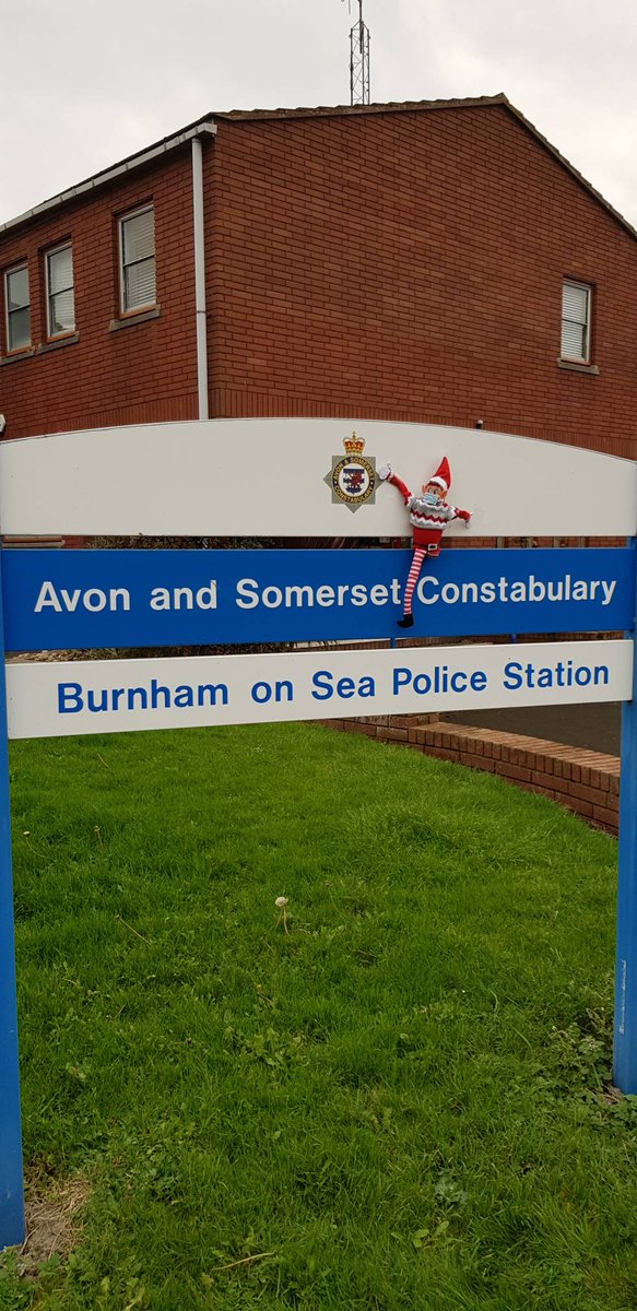 ASPSedgemoor's tweet photo. We appear to have a little arrival at Burnham Police Station. Meet our naughty  Elf -Elfie. We hope to educate him over the festive period to be good. Watch out for festive  advice from your local Policing Teams #staysafe #crimepreventionadvice #yourcommunity #PCSOSam @bos.com https://t.co/dsk5pNChCG