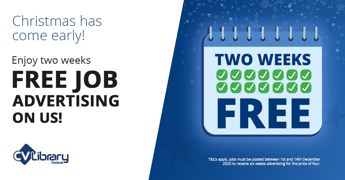 CVLibraryIE's tweet image. Hiring? 

Reach more candidates over the festive period with two weeks free advertising! 😁 

Simply post your jobs before 14th Dec to receive six weeks advertising for the price of four. 

📱 Call us today on +353 1 56 77118  

#hiring #recruiting #advertisejobs