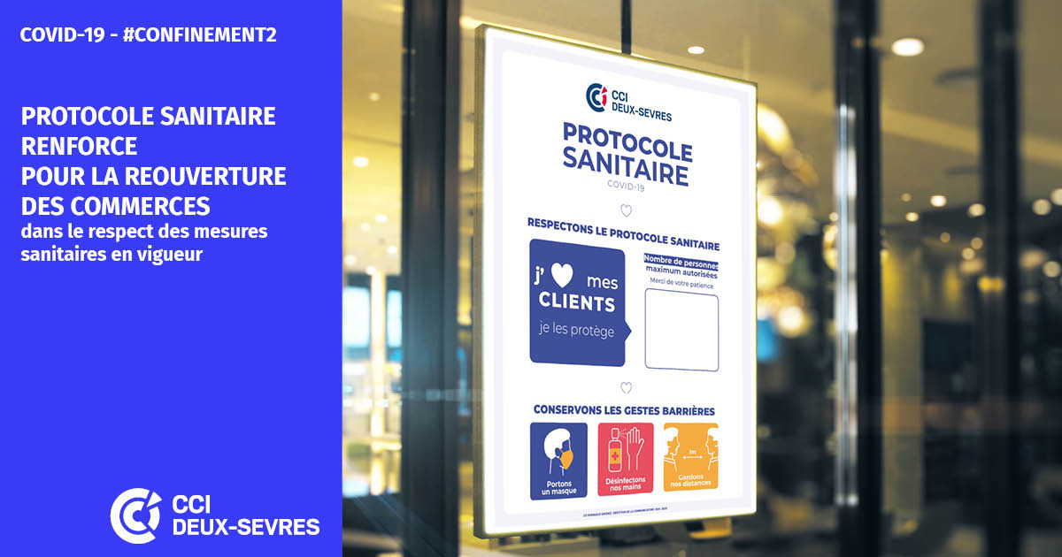 ⭕Réouverture des #commerces : nouveau protocole sanitaire, avec obligations et recommandations
ici ➡ https://t.co/uLftxKQ0nv
👉et téléchargez l'affiche vitrine mise à votre disposition par
@CCIDeuxSevres
➡ https://t.co/VMNb9NGu4u
#ProtocoleSanitaire
@ccifrance @Economie_Gouv https://t.co/l85MLVShNk
