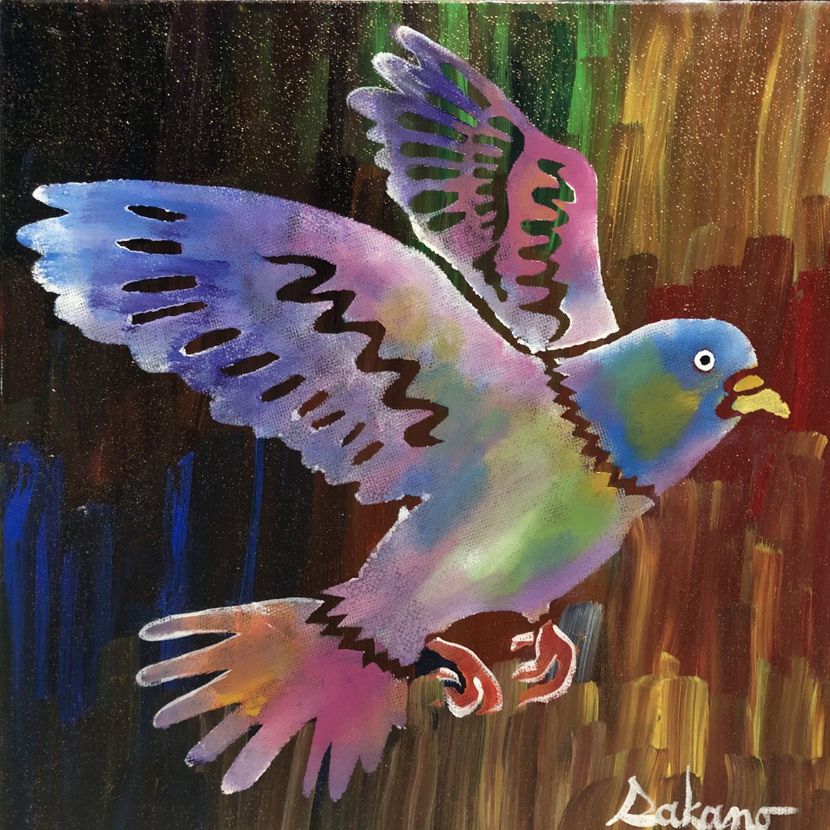 Maco S Kano 以前に描いた作品です アクリル画 Art アート 美術 鳥好きさんとつながりたい 鳥 飛翔 飛ぶ 飛び立つ 鳩 イラスト 羽ばたく 絵画 ドローイング