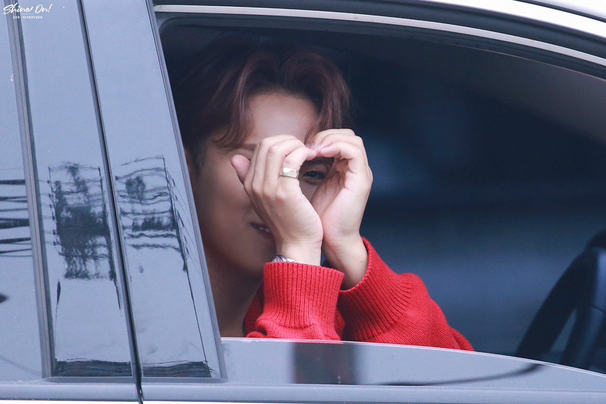  a thread of mingyu opening his car window for carats  