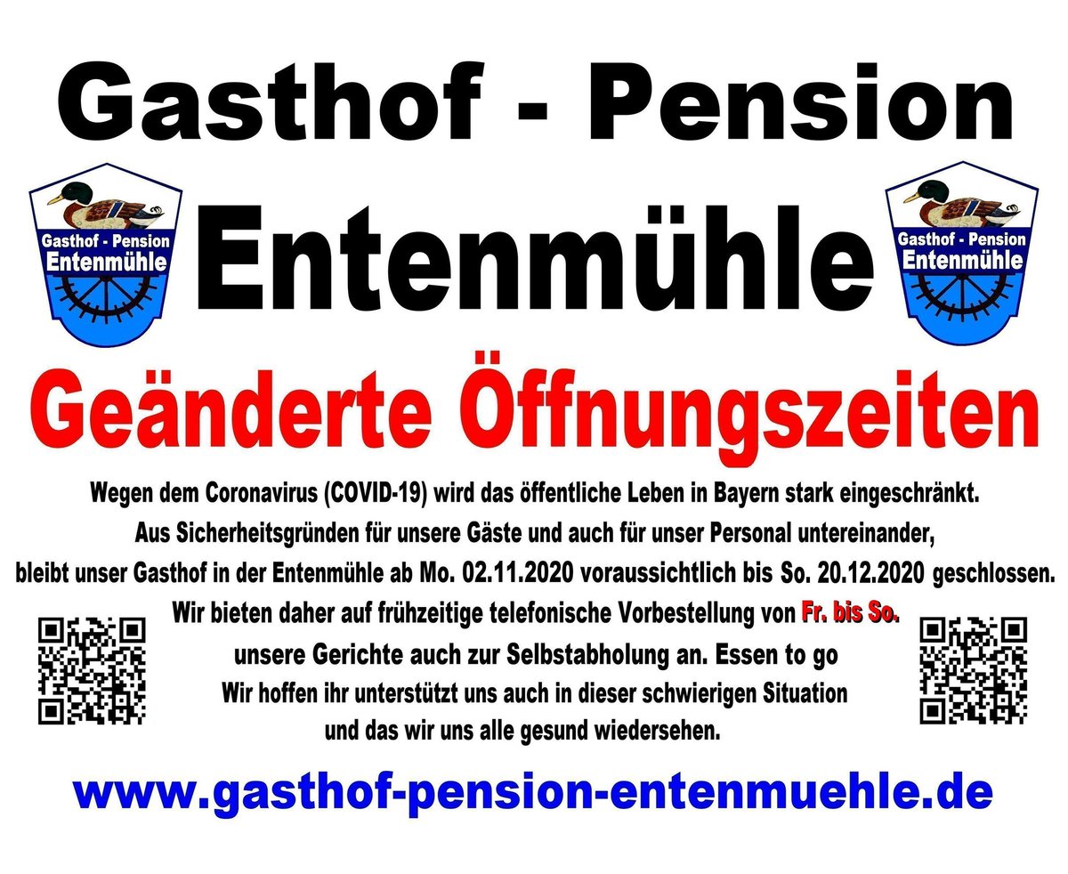 GasthofBayern's tweet photo. ⚠️Zur Eindämmung der Corona-Pandemie haben Bund &amp; Länder folgendes beschlossen:⚠️
Die Gastronomie muss weiterhin geschlossen bleiben 👉erlaubt ist nur Essen to go👈 Touristische Übernachtungen in 🇩🇪 sind nicht erlaubt die Maßnahmen gelten ab Mo. 2. Nov. 2020 bis So. 20. Dez. 2020 https://t.co/fNeLrb4Zqf