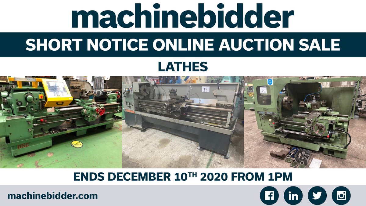 machinebidder's tweet photo. SHORT NOTICE ONLINE AUCTION SALE: Lathes - to view, register and bid please see: https://t.co/1YtGon1B6B #machineauction #onlineauction #machinery #ukmfg #manufacturing #manufacturinguk #usedmachines #cnc #engineeringuk #engineering #machinebidder https://t.co/NPfEwjt8sZ