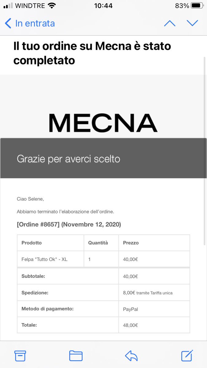 LayLaSunshine46's tweet photo. @ColossoTiAmo__ Ciao!
Mi hanno risposto ieri con questa mail, poi qualche ora dopo mi hanno mandato il codice del tracking e stamattina mi è arrivata la felpa. Quindi pazienta un pochino, arriverà. (Il mio ordine è stato fatto il 10 di novembre.) https://t.co/eglesMmrOS