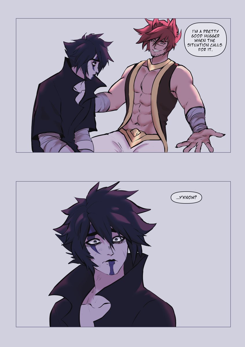 Wanted to draw a bit of fluff w these two bc I care them but then it turned into a comic abt them bonding and hopefully they're not acting too ooc in here but yes.
#settphel 
