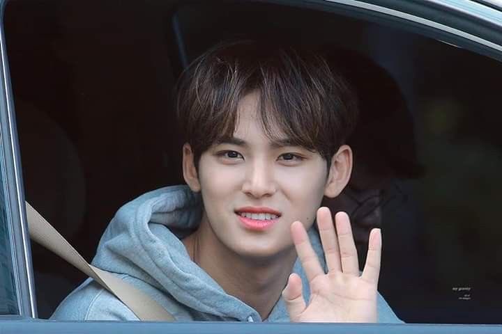  a thread of mingyu opening his car window for carats  