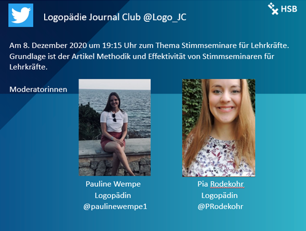 Logo_JC's tweet photo. Nächste Woche geht es im #Logo_JC um Stimmseminare für Lehrkräfte. Den Artikel und die Leitfragen findet ihr unter diesem Link: https://t.co/diVduDuSXn
@MKNiedersachsen @bveushausen @dbl_eV @dbs_ev @_skverlag @Cochrane_DE @HSB_logo_ATW @HSBremen https://t.co/hxp84MWzrG