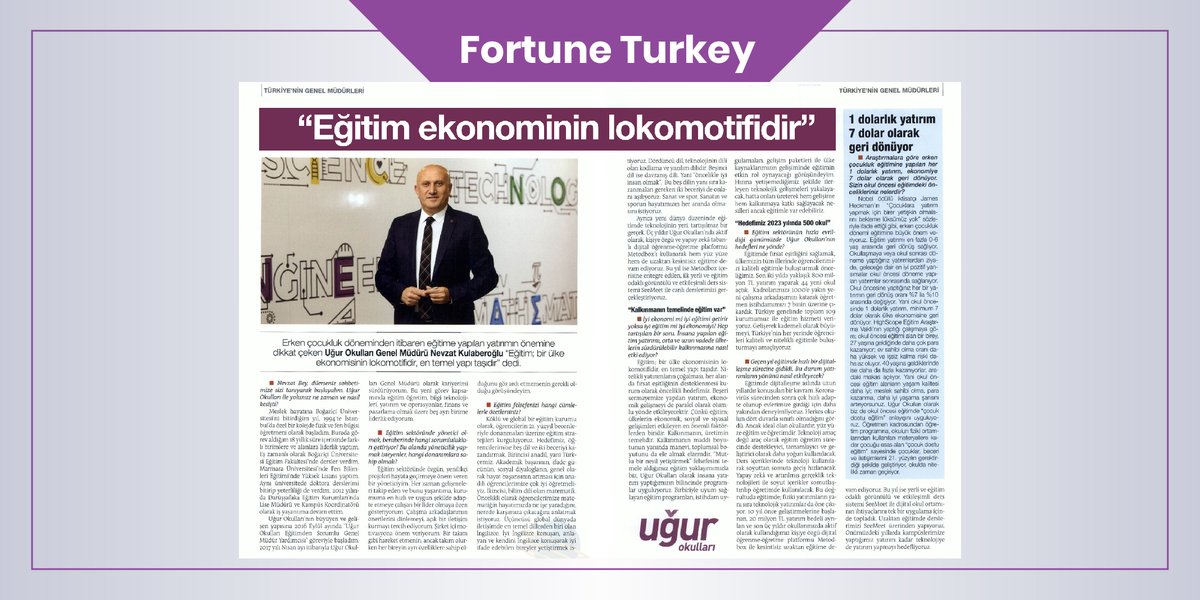 Uğur Okulları (@ugurokullari) on Twitter photo "Eğitim ülke ekonomisinin lokomotifidir, en temel yapı taşıdır. Erken çocukluk döneminden itibaren eğitime yapılan yatırım, en önemli yatırımdır."
<a href="/fortuneturkiye/">Fortune Türkiye</a>
#TürkiyeninEğitimGücüyüz "Eğitim ülke ekonomisinin lokomotifidir, en temel yapı taşıdır. Erken çocukluk döneminden itibaren eğitime yapılan yatırım, en önemli yatırımdır."
<a href="/fortuneturkiye/">Fortune Türkiye</a>
#TürkiyeninEğitimGücüyüz