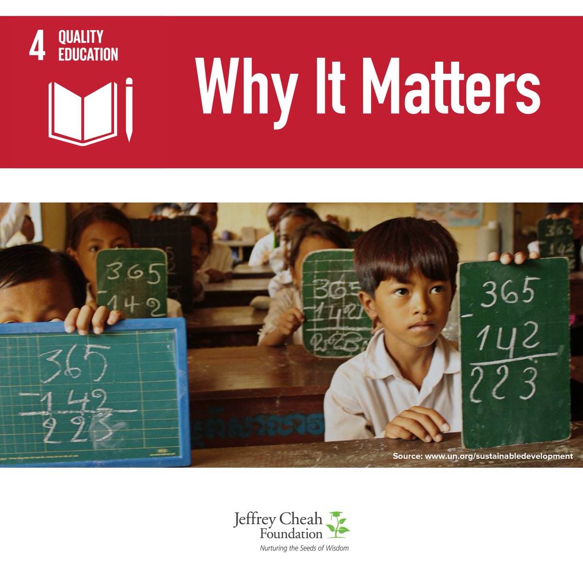 JeffreyCheahFDN's tweet image. Education enables upward socioeconomic mobility and a key to ending poverty. To create a better and sustainable future for all Malaysians, let&apos;s strive for #UNSDG4 and break the barriers of inaccessibility to quality education.

#QualityEducation