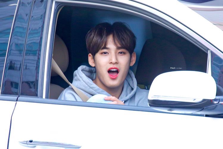  a thread of mingyu opening his car window for carats  