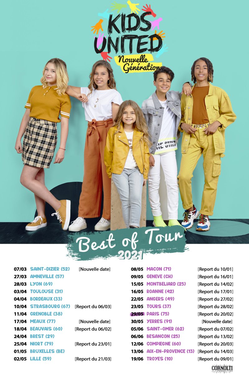 WeAreKidsUnited's tweet image. Certains d’entre vous nous ont posé la question : oui on sera bien en tournée en 2021 🔥
Mais nous avons dû reporter certaines dates 😜
Tous les billets achetés pour les dates reportées restent valables !
Toutes les infos et modalités ➡️ bit.ly/BestOfTour2021