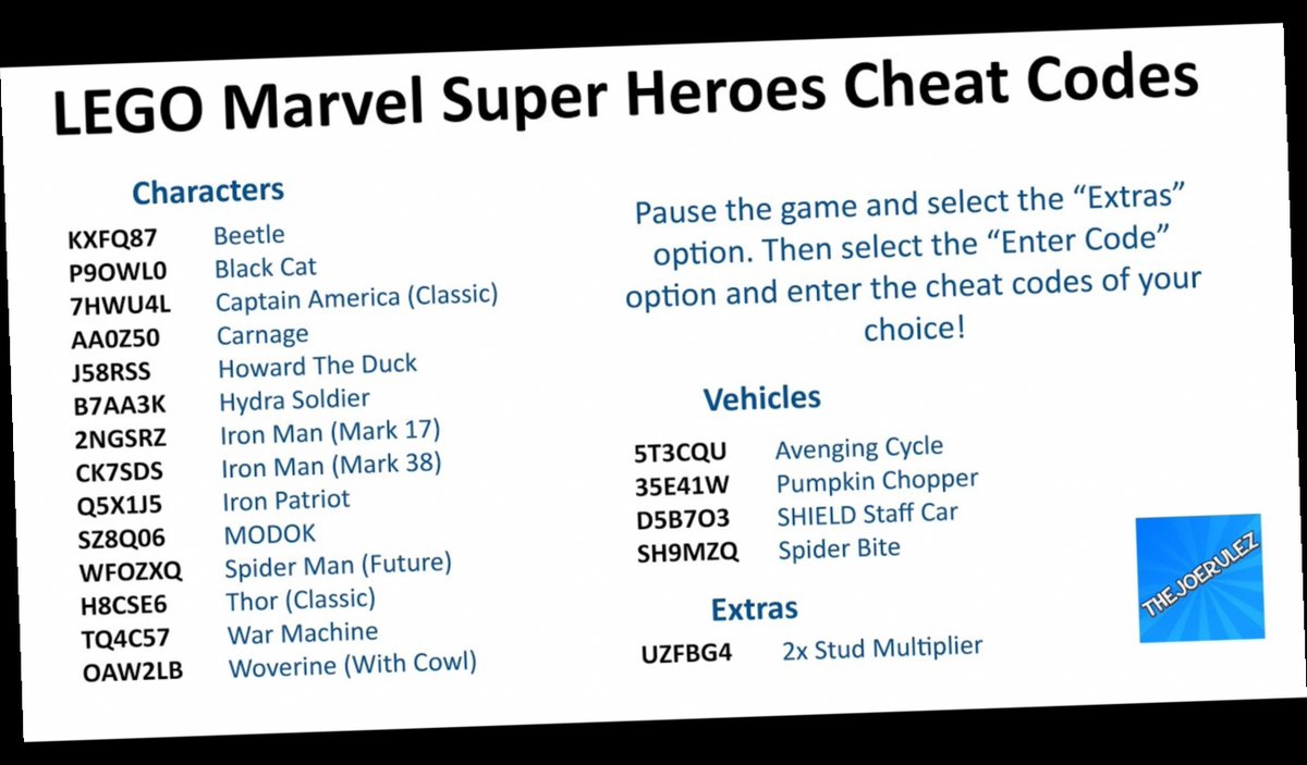 cheats for lego marvel avengers