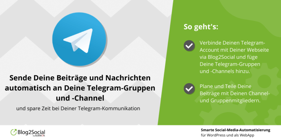 Blog2Social's tweet photo. NEU: Mit Blog2Social kannst Du jetzt Deine Beiträge und Nachrichten automatisiert an Deine Telegram-Gruppen und -Channels senden. Erfahre in der Anleitung mehr darüber, wie Du Deine Beiträge auf Telegram teilen kannst.
#Blog2Social #SocialMediaTool https://t.co/YnDwbxVvLQ https://t.co/r0mSnhhfHY