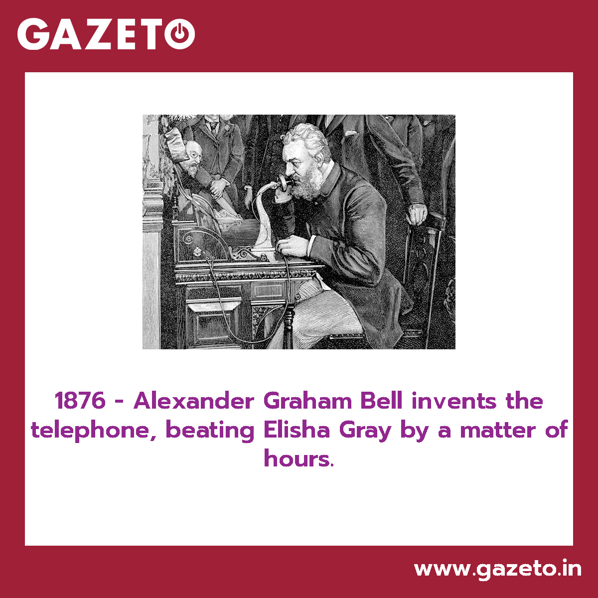 mygazeto's tweet photo. Series of major milestones in the evolution of the telephone (Part 1)
1876 - Alexander Graham Bell invents the telephone, beating Elisha Gray by a matter of hours.
#Gazeto #UpgradingTheExperience #Pune #history #telephone #evolution #knowledge #intrestingfacts #facts #telephone https://t.co/sYGMZZhaTg