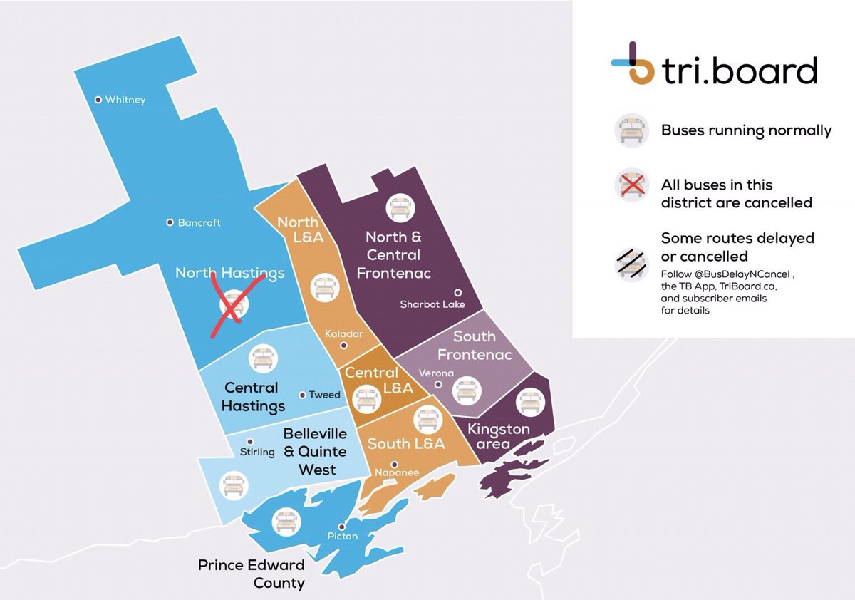 triboardbus's tweet photo. December 2, 2020.  Buses in the North Hastings area are cancelled today.  Schools remain open. https://t.co/SrPMQWljBR