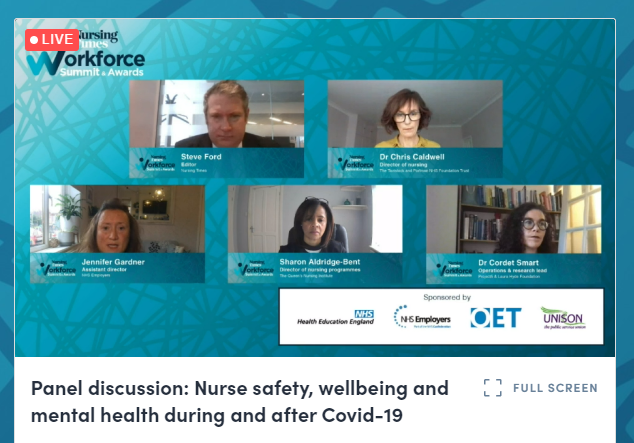 NursingTimes's tweet image. We've kicked off our 1st panel of the day with @Jen_wellbeing, @saldri01, @CordetSmart and @ChrisCaldwell_ chaired by @SteveJFord

Focusing on #nursesafety, #wellbeing and #mentalhealth - the panel are discussing how you can implement flexible working solutions.  

#NTWorkforce