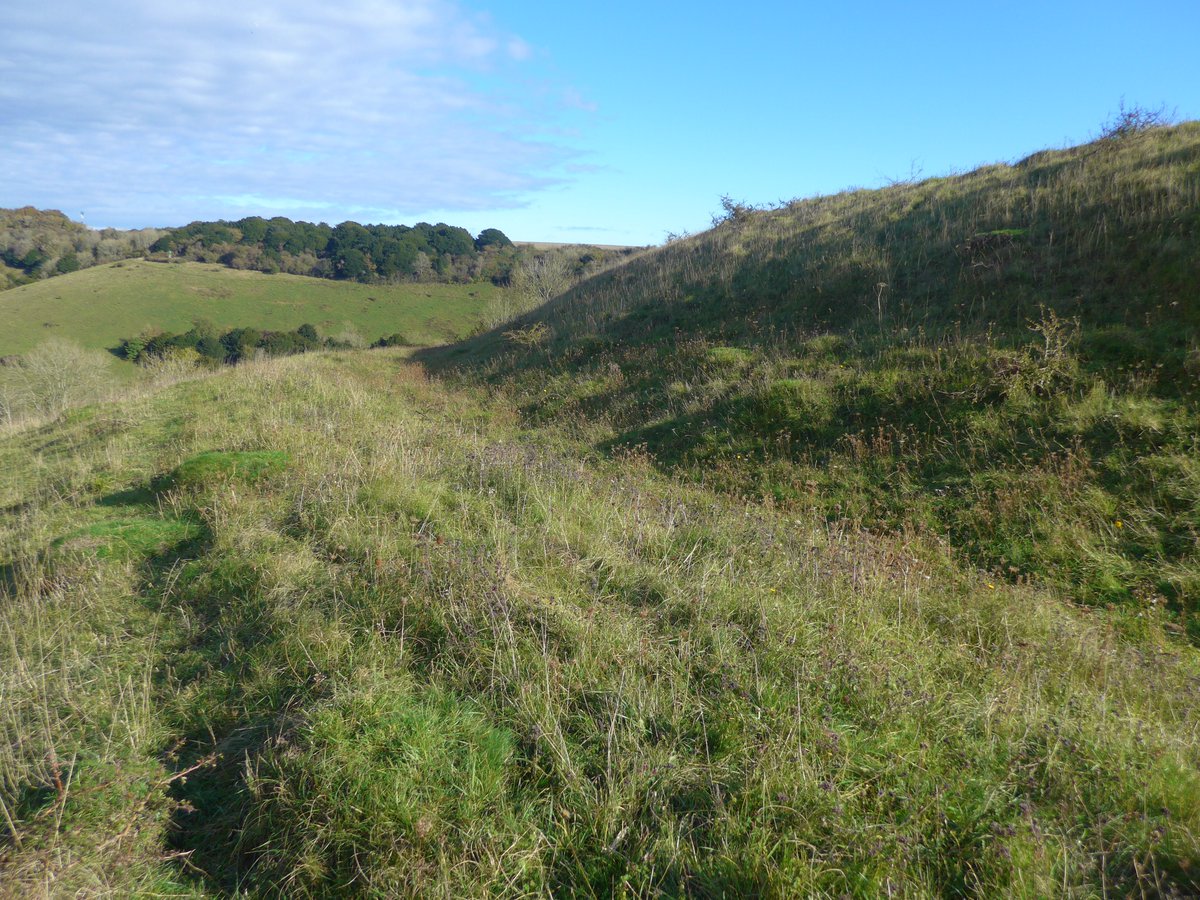 The ramparts of Old Winchester Hill  #Hampshire survive to a height of between 5 to 6m above the partially backfilled ditch. The whole circuit is preserved and it remains a formidable obstacle, despite the passing of time #HillfortsWednesday  @sdnpa  @NaturalEngland