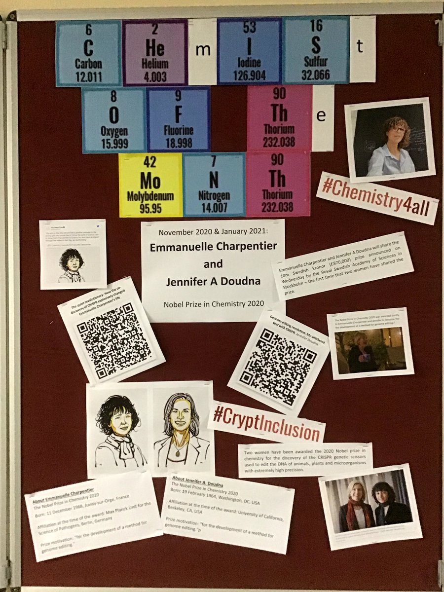 CryptScience's tweet photo. New Chemist(s) of the Month(s)  @e__charpentier and @doudna_lab. First Women to jointly win the #NobelPrize. 
Showing everyone no matter gender, race or age should get involved in #CryptScience. #Chemistry4all #CryptInclusion #CryptCareers https://t.co/IAtBoHKFA7